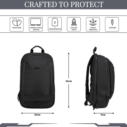 Capri 20L Black Laptop Backpack