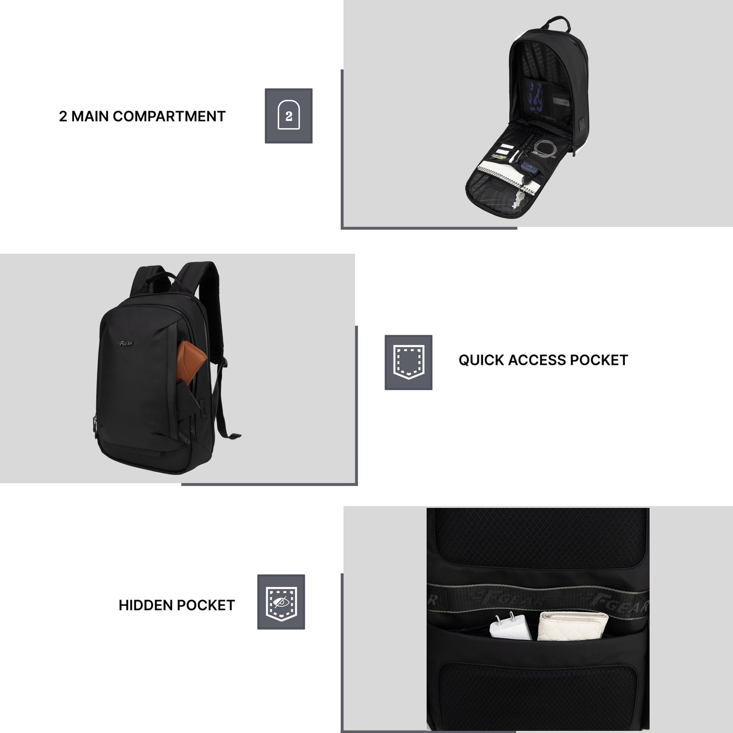 Capri 20L Black Laptop Backpack