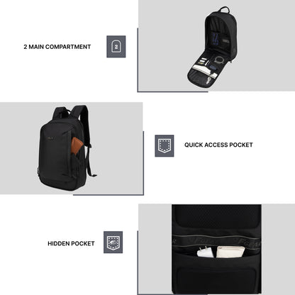 Capri 20L Black Laptop Backpack