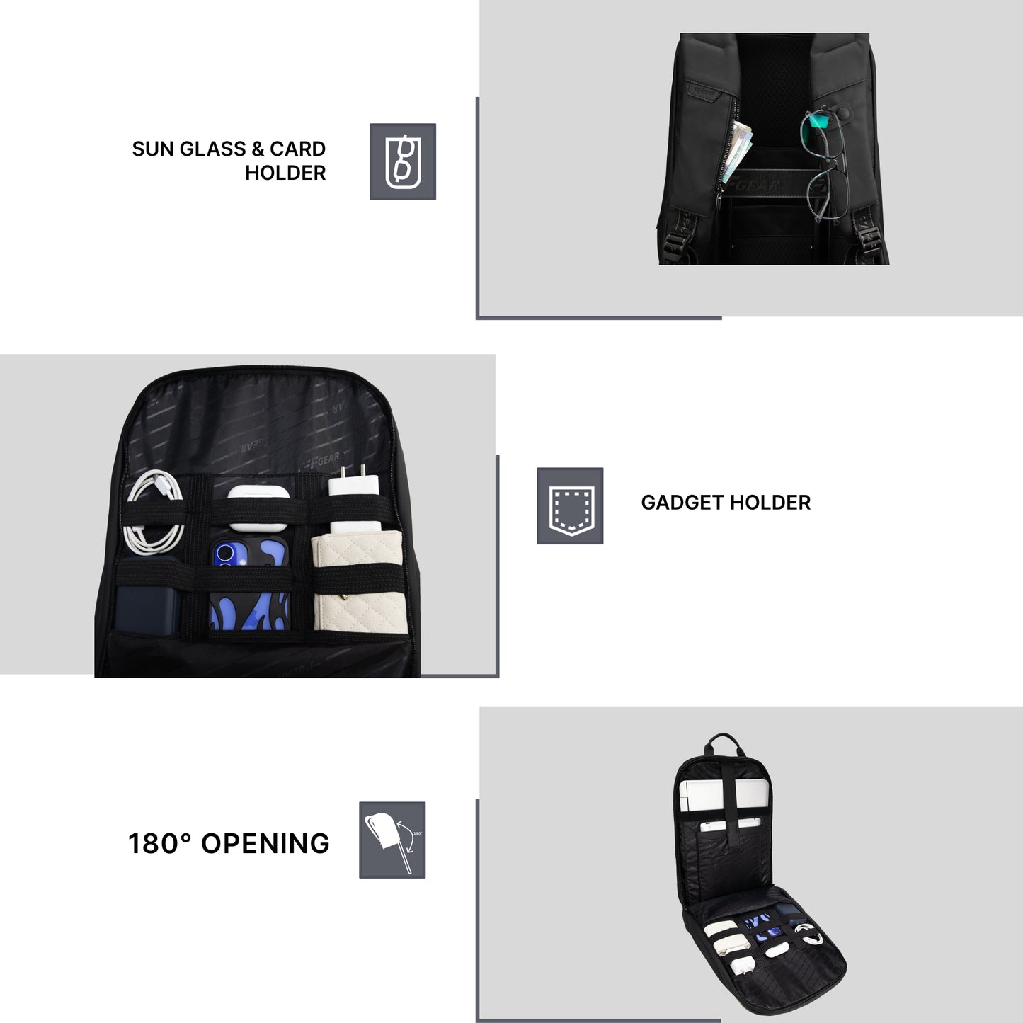 Capri 20L Black Laptop Backpack