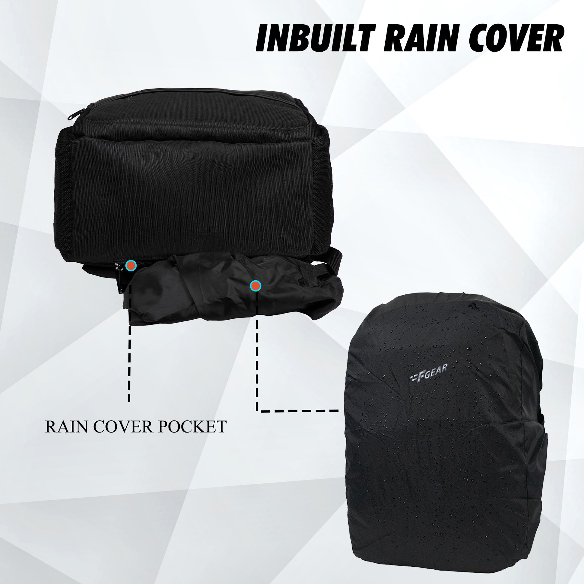 Cloud 23L Black Laptop Backpack with raincover FGEAR.in Cloud 23L Black Laptop Backpack with raincover FGEAR.in