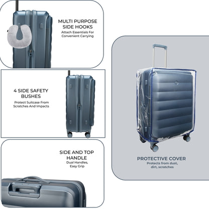 Valencia Front-Opening Strolley Pearl Blue Set of 3 Suitcases