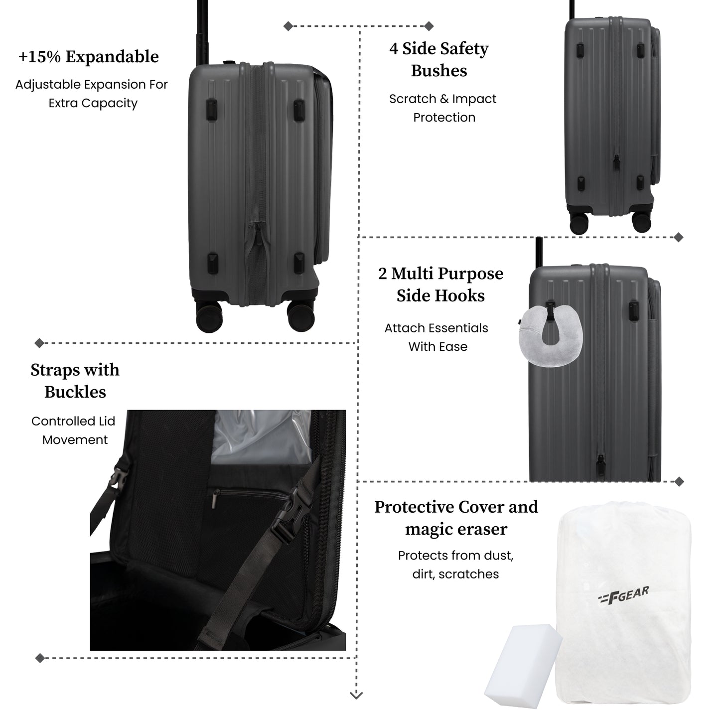 Montreal Large Steel Grey 76 cms Front-Opening Strolley