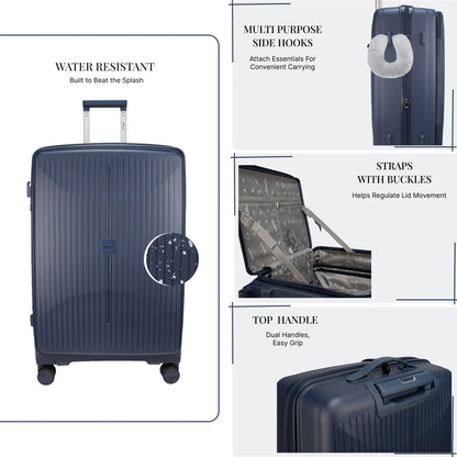 F Gear Myton Medium Front Opening Navy Check-in Strolley