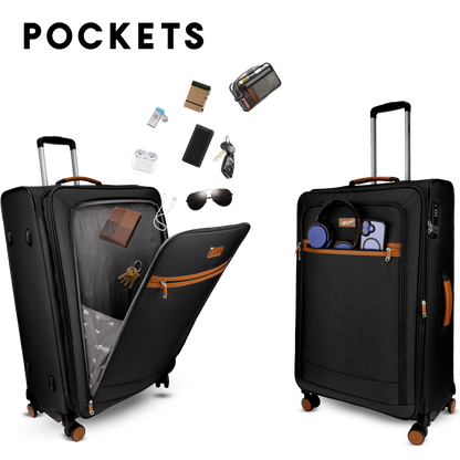 F Gear SoftAir Large Black Check-in Suitcase