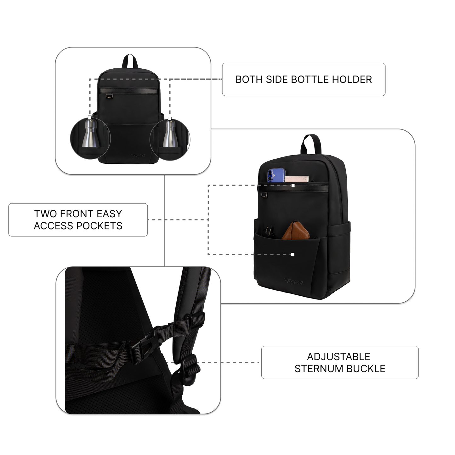 Berlin 21L Black Laptop Backpack