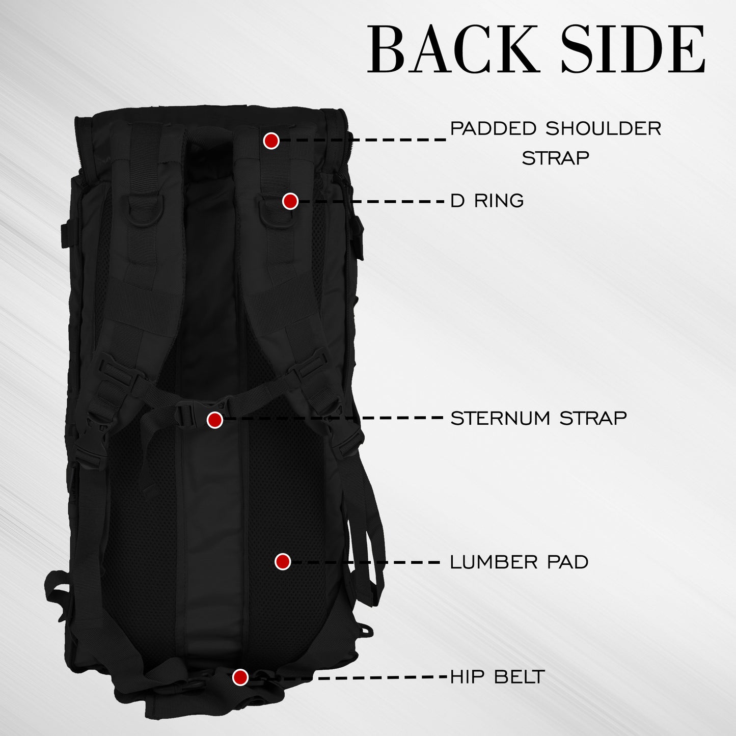 Military Garrison 36L Black Rucksack