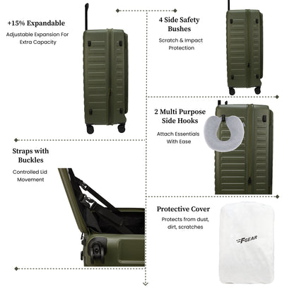 Sedona Large Army Green 79 cms Front-Opening Strolley