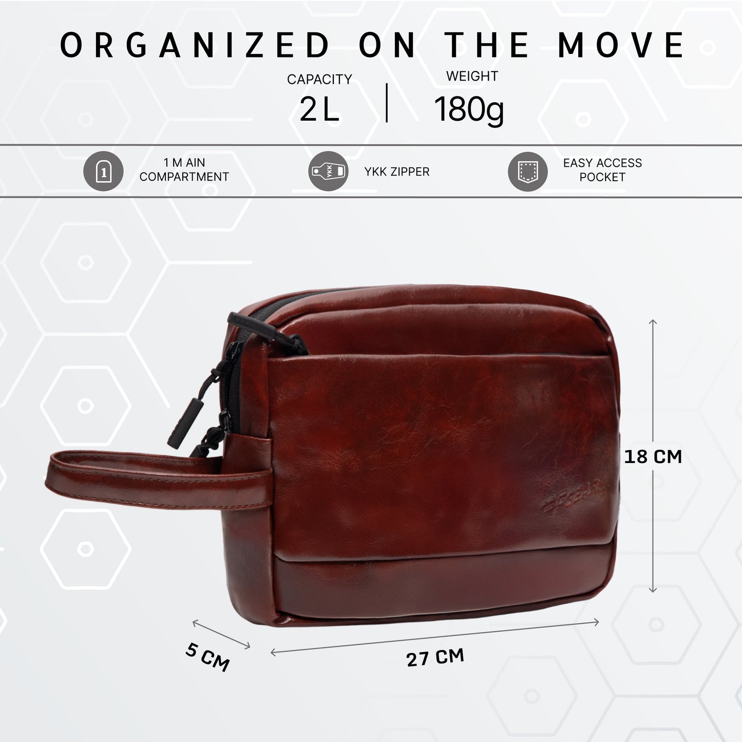 Elon Walnut Brown Travel Kit Pouch