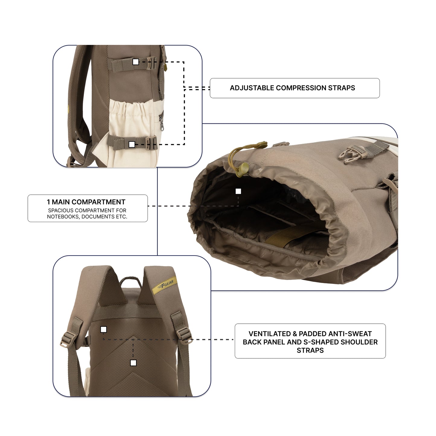 Canyon 18L Dark Beige Laptop Backpack