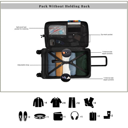 Windsor Black 76 cms Large Front Opening Trunk-Style Check-in Strolley with Expander