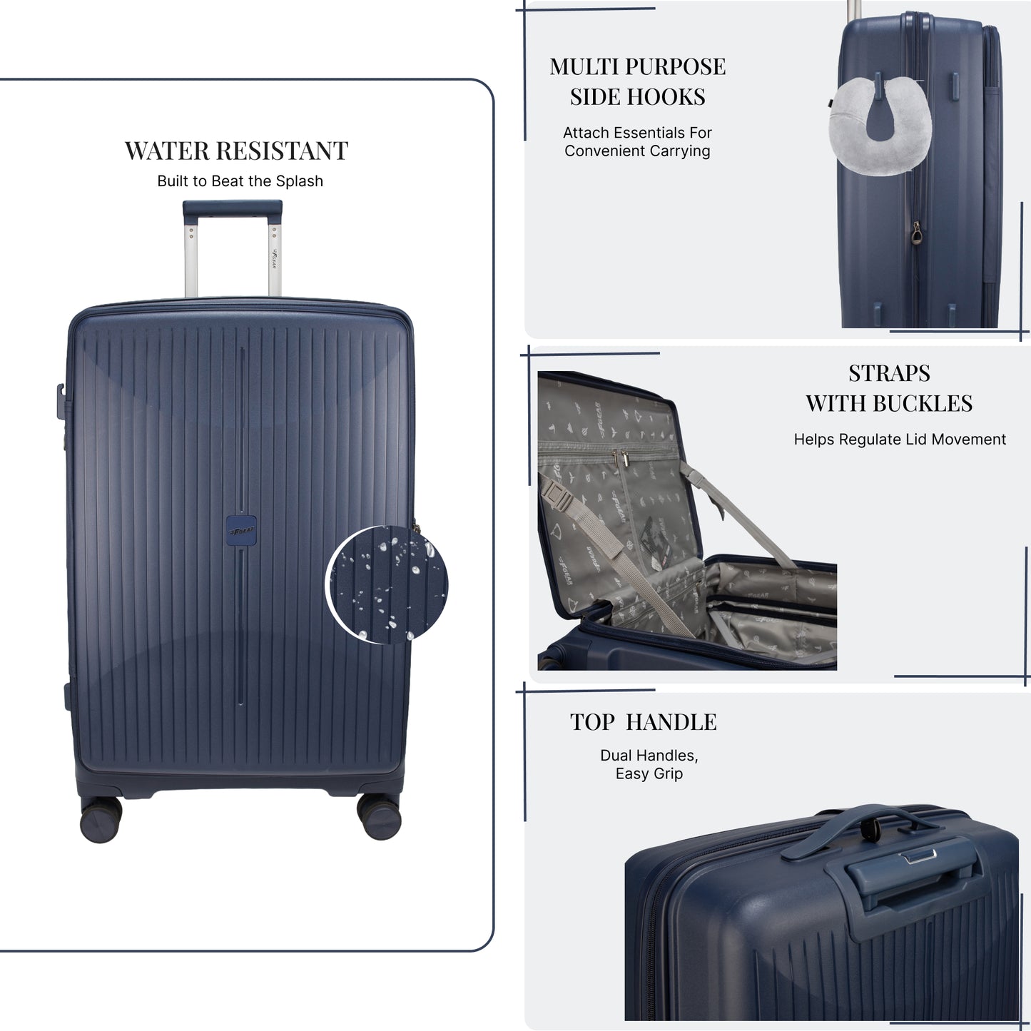 F Gear Myton Large Front Opening Navy Check-in Strolley