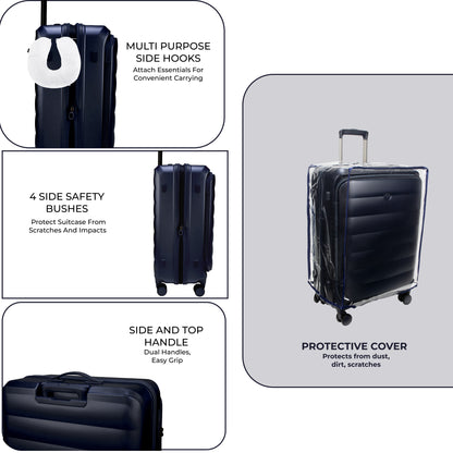 Valencia Front-Opening Strolley Navy Set of 3 Suitcases