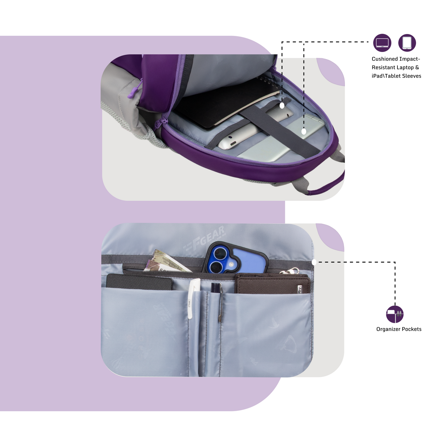 Balanzo 16L Dark Purple Laptop Backpack