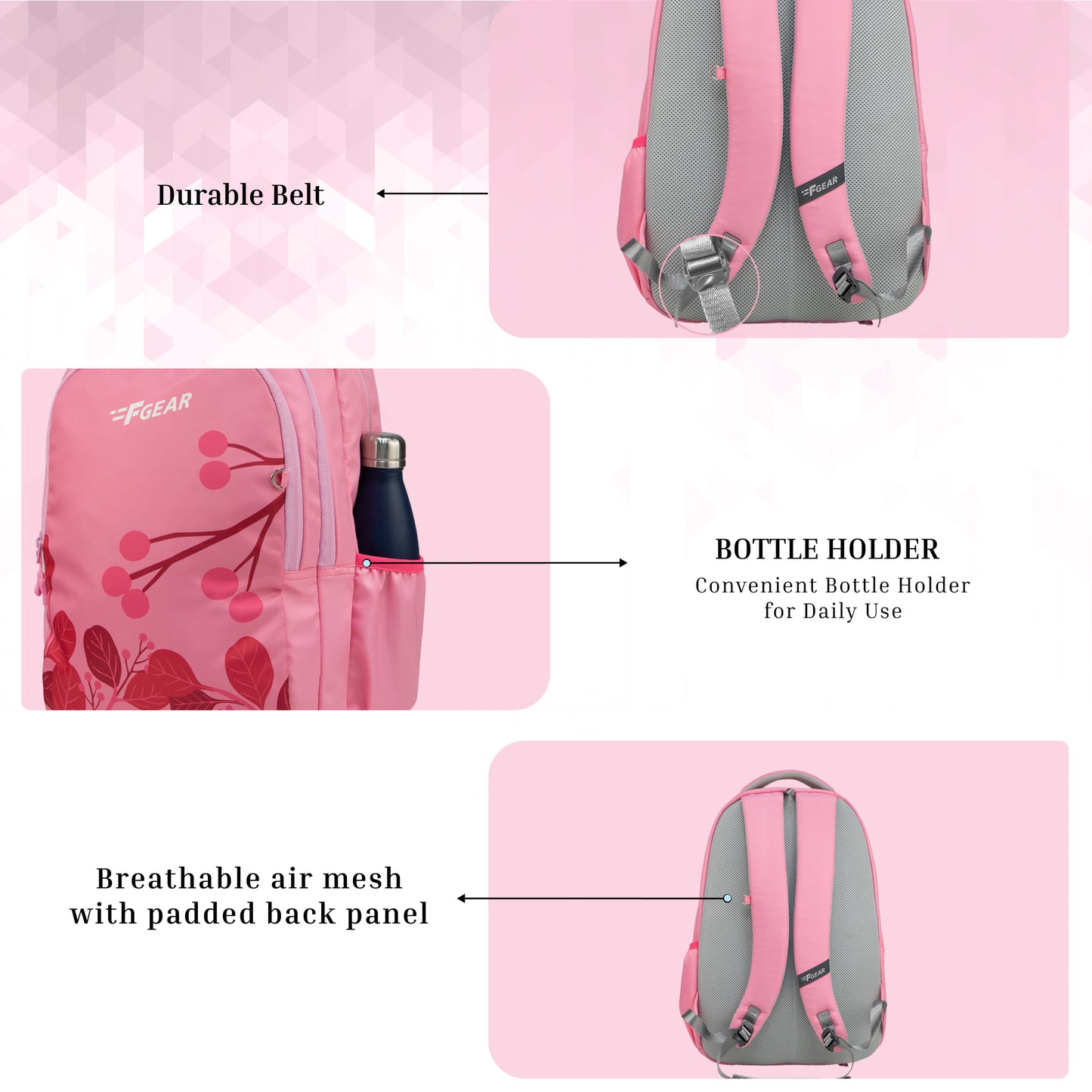 Century Pink 27L Laptop with Raincover