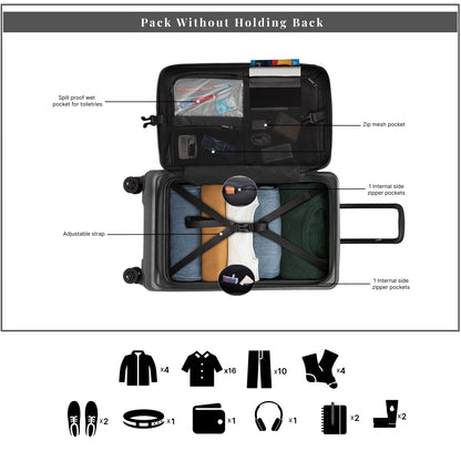 Windsor Steel Grey 68 cms Medium Front Opening Trunk-Style Check-in Strolley with Expander