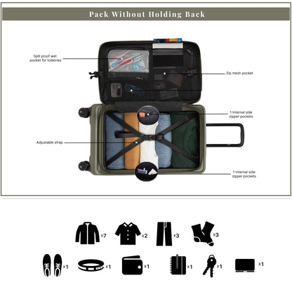 Windsor Army Green 76 cms Large Front Opening Trunk-Style Check-in Strolley with Expander