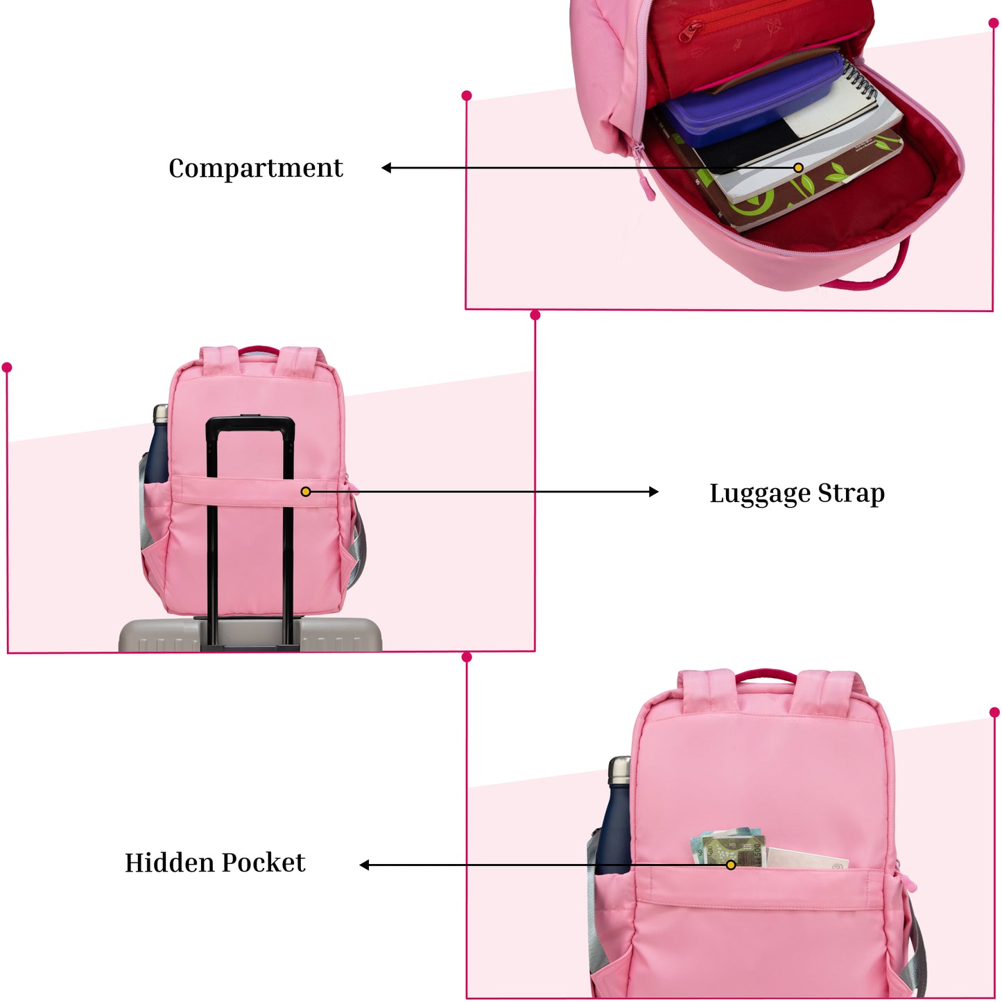 Cannes Rose Pink 12L Laptop Backpack
