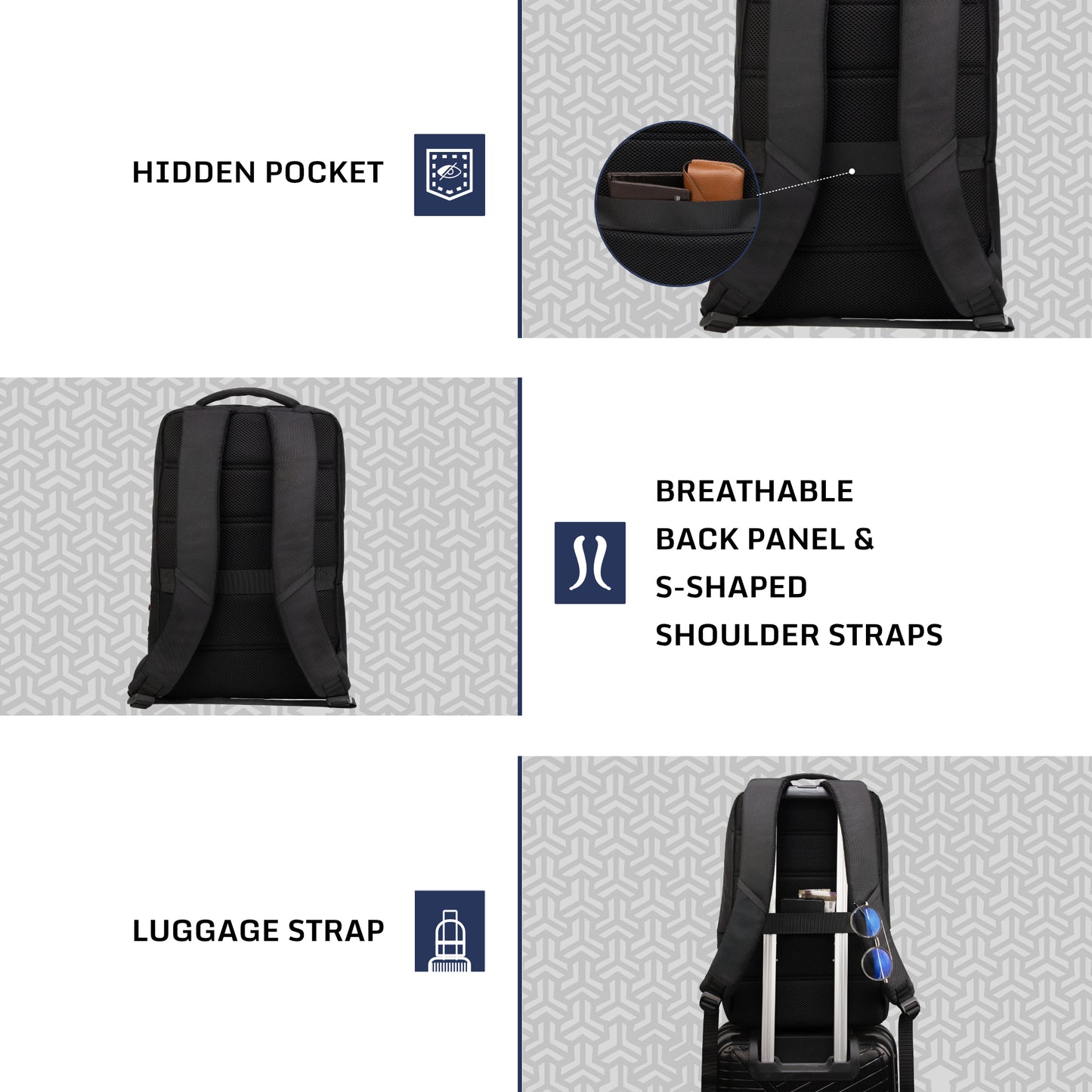 Kingsley 24L Black Laptop Backpack