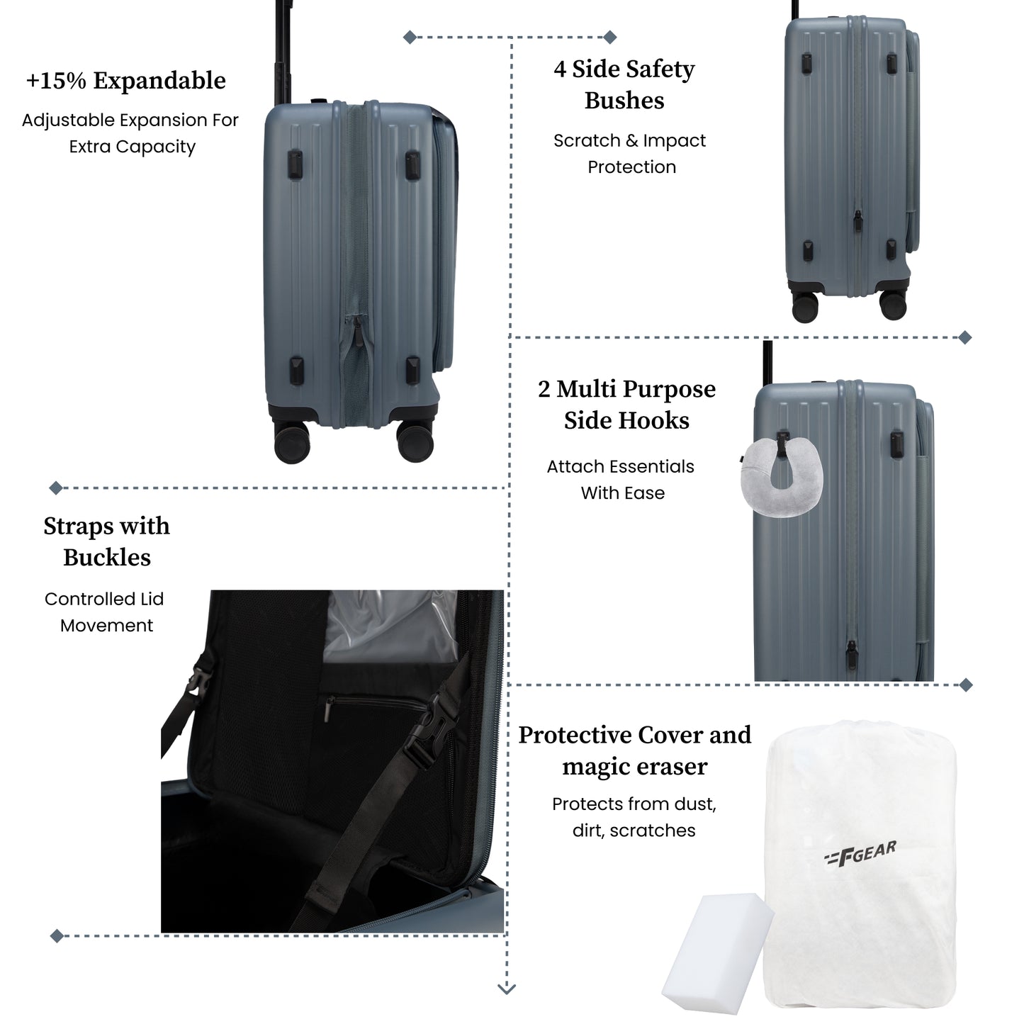 Montreal Large Stone Blue 76 cms Front-Opening Strolley