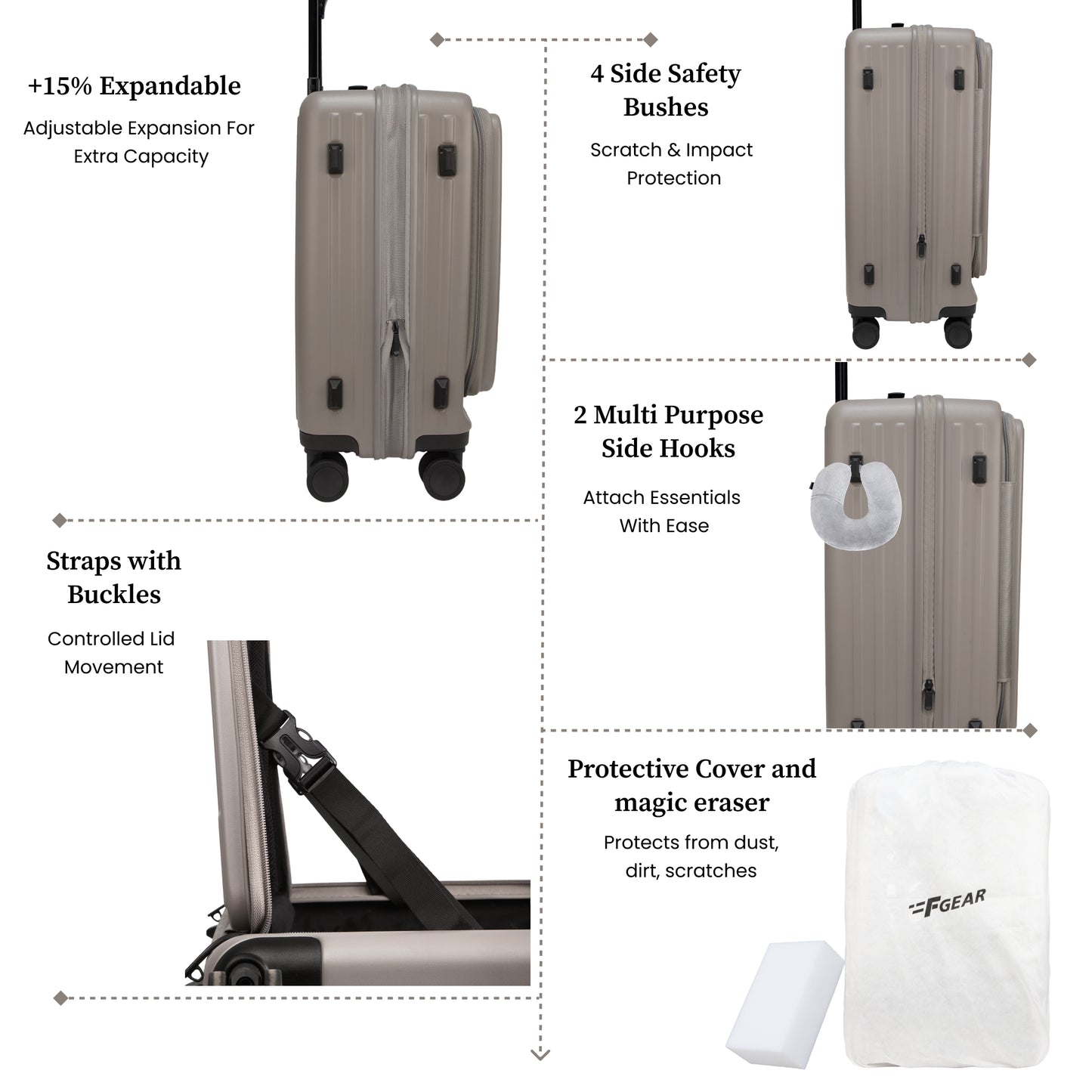 Montreal Large Taupe 76 cms Front-Opening Strolley