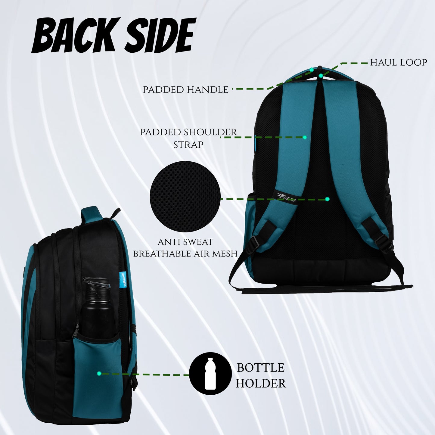 Vern 31L Black Aqua Backpack