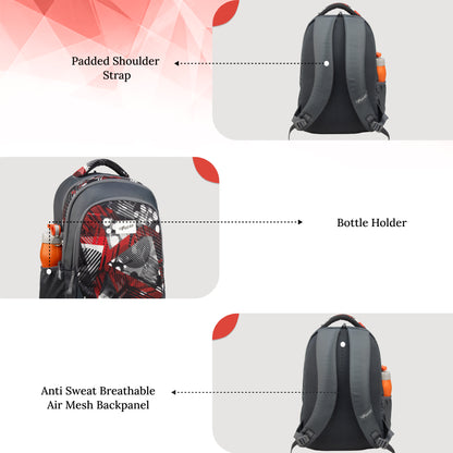 Panya 21L Grey Geometric Black Red Backpack