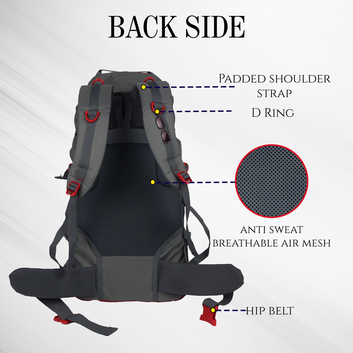 Drift 40L Grey Red Rucksack