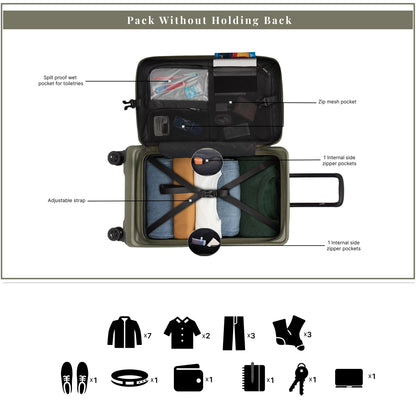 Windsor Army Green 68 cms Medium Front Opening Trunk-Style Check-in Strolley with Expander