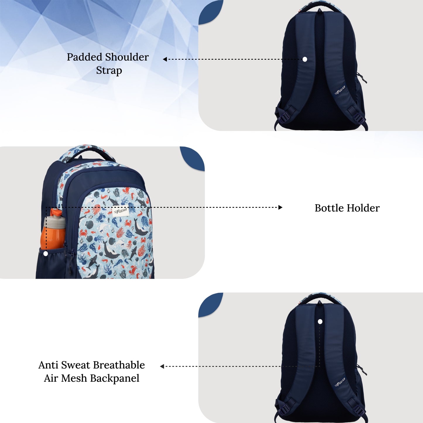 Panya 21L Navy Ocean Odes Backpack