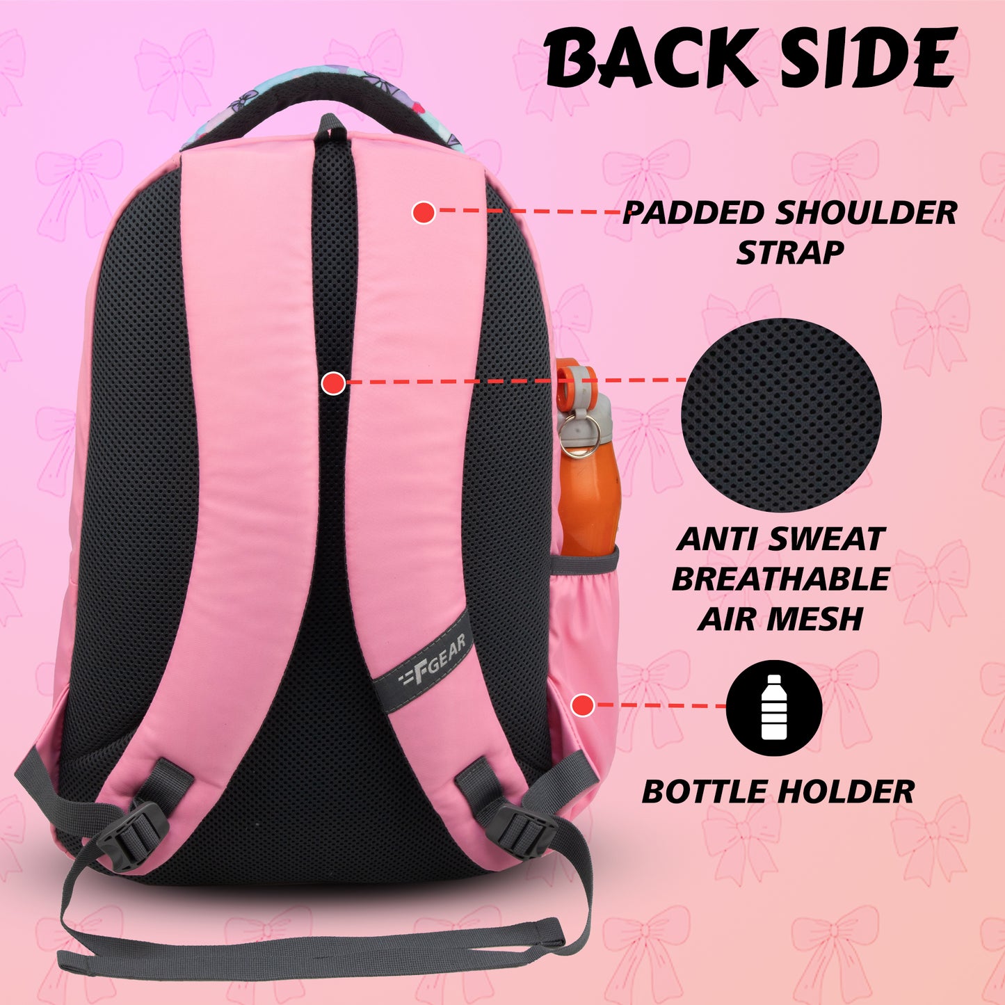 Panya 21L Light Pink Pale Blue Bows Backpack