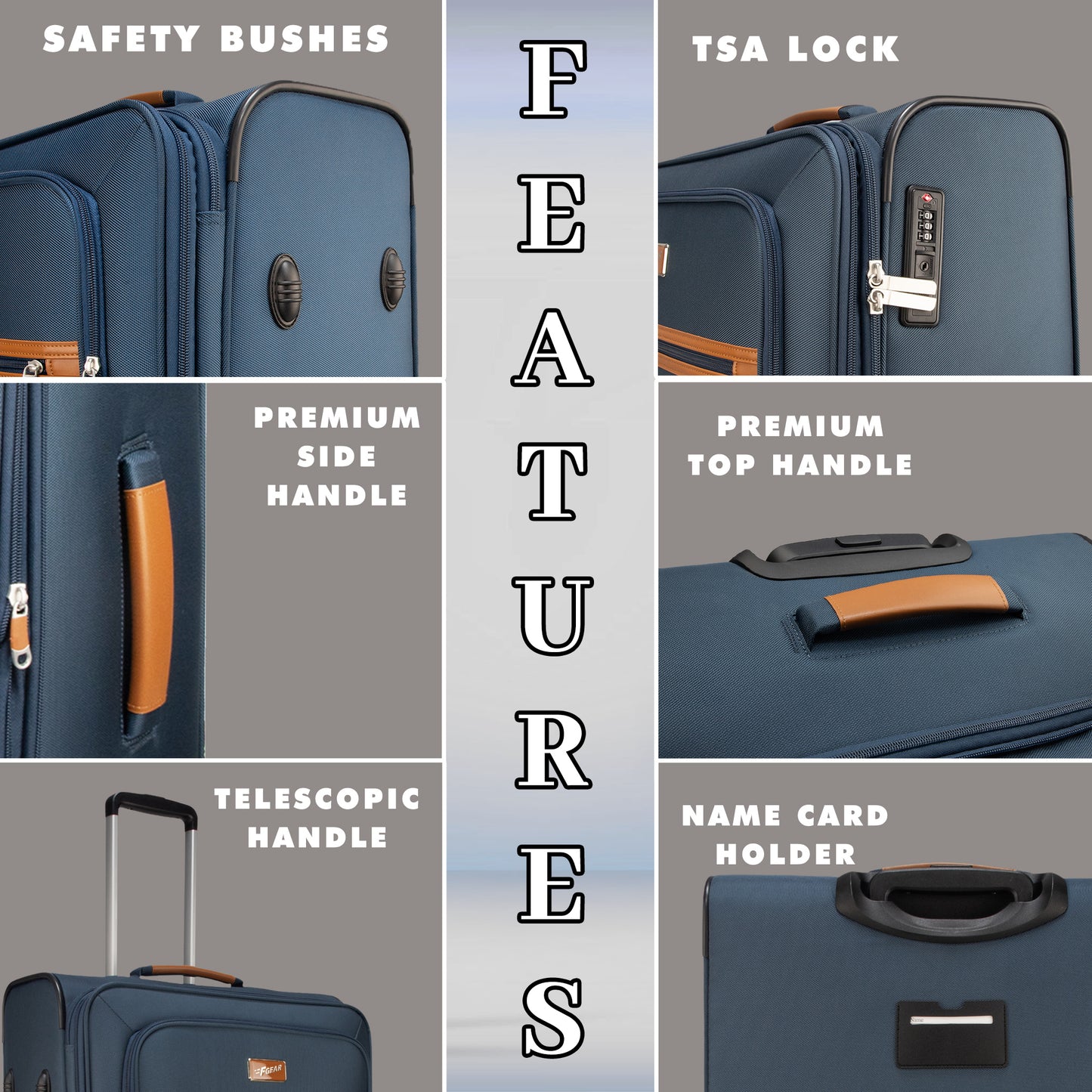 F Gear SoftAir Large Navy Check-in Suitcase