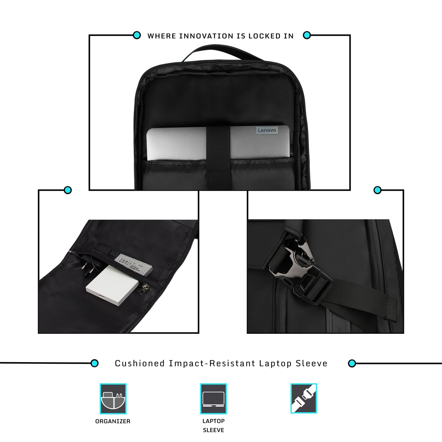 Oslo 21L Black Laptop Backpack