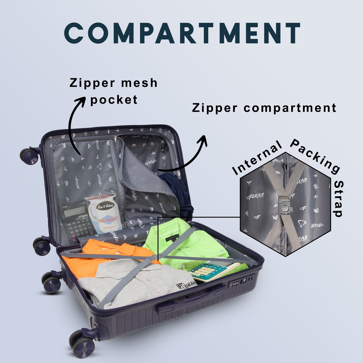 Aegis 22" Navy Blue Cabin Small Suitcase