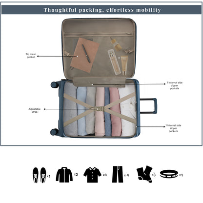 Valencia Small Pearl Blue 54 cms Front-Opening Cabin Strolley