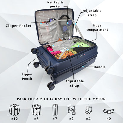 F Gear Myton Medium Front Opening Navy Check-in Strolley