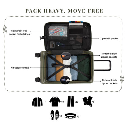 Montreal Large Army Green 76 cms Front-Opening Strolley