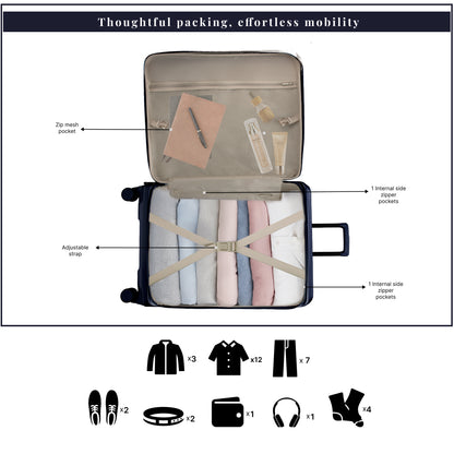 Valencia Medium Navy 65 cms Front-Opening Strolley