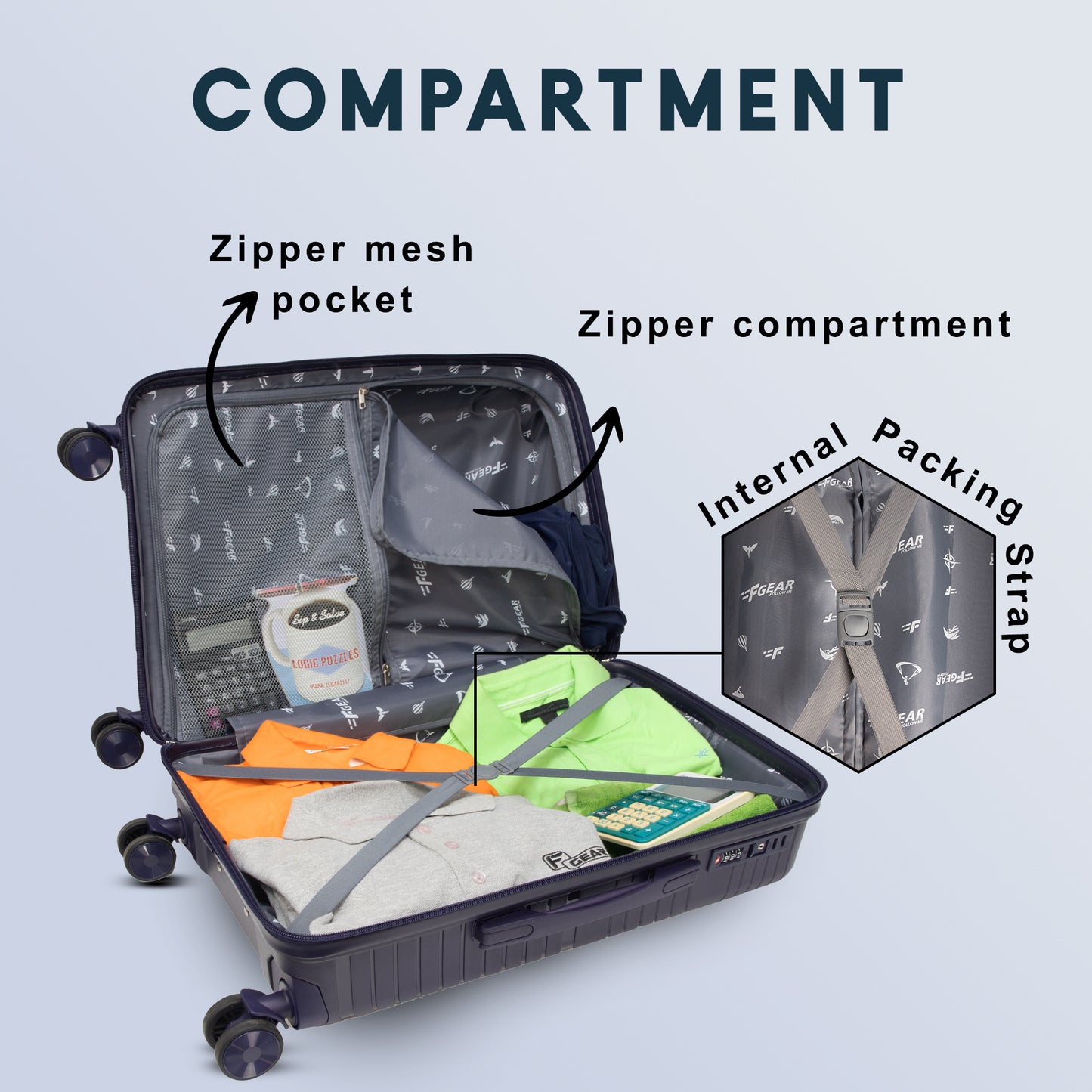 Aegis 26" Navy Blue Check-in Medium Suitcase