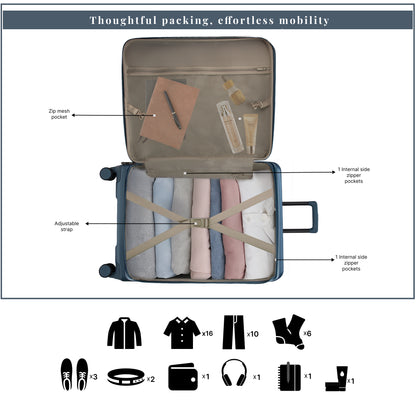 Valencia Medium Pearl Blue 65 cms Front-Opening Strolley