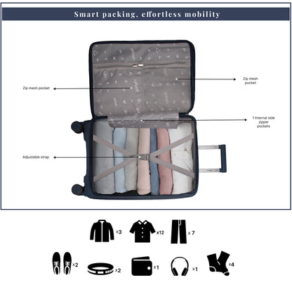 F Gear Myton Medium Front Opening Navy Check-in Strolley