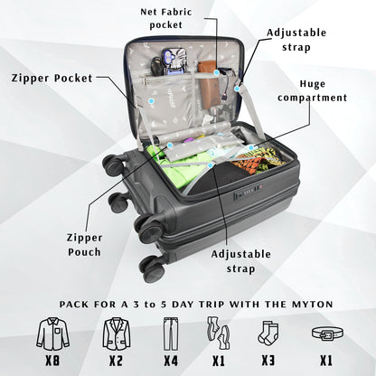 F Gear Myton Small Front Opening Dark Grey Cabin Strolley