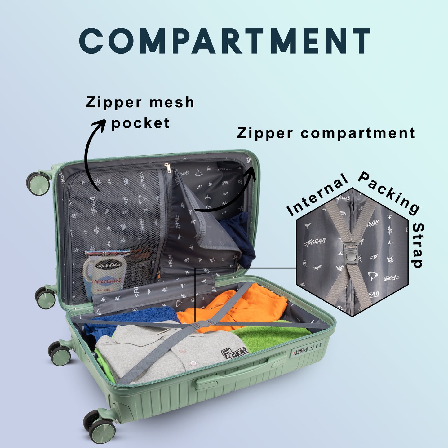 Aegis 26" Pista Green Check-in Medium Suitcase