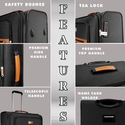 SoftAir Large Black Check-in Suitcase