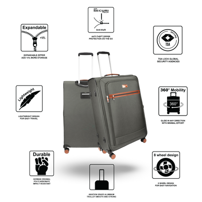 F Gear SoftAir Large Grey Check-in Suitcase