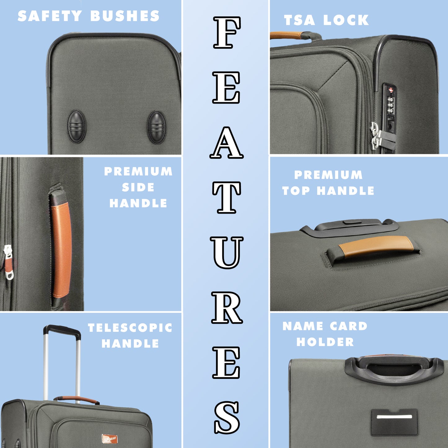 SoftAir Grey Set of 3 Suitcases