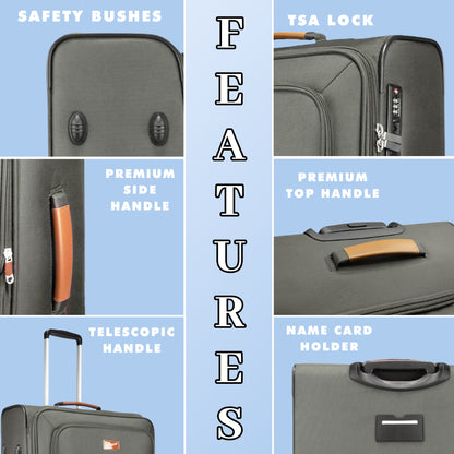 SoftAir Grey Set of 3 Suitcases