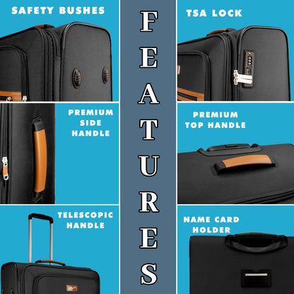 SoftAir Medium Black Check-in Suitcase