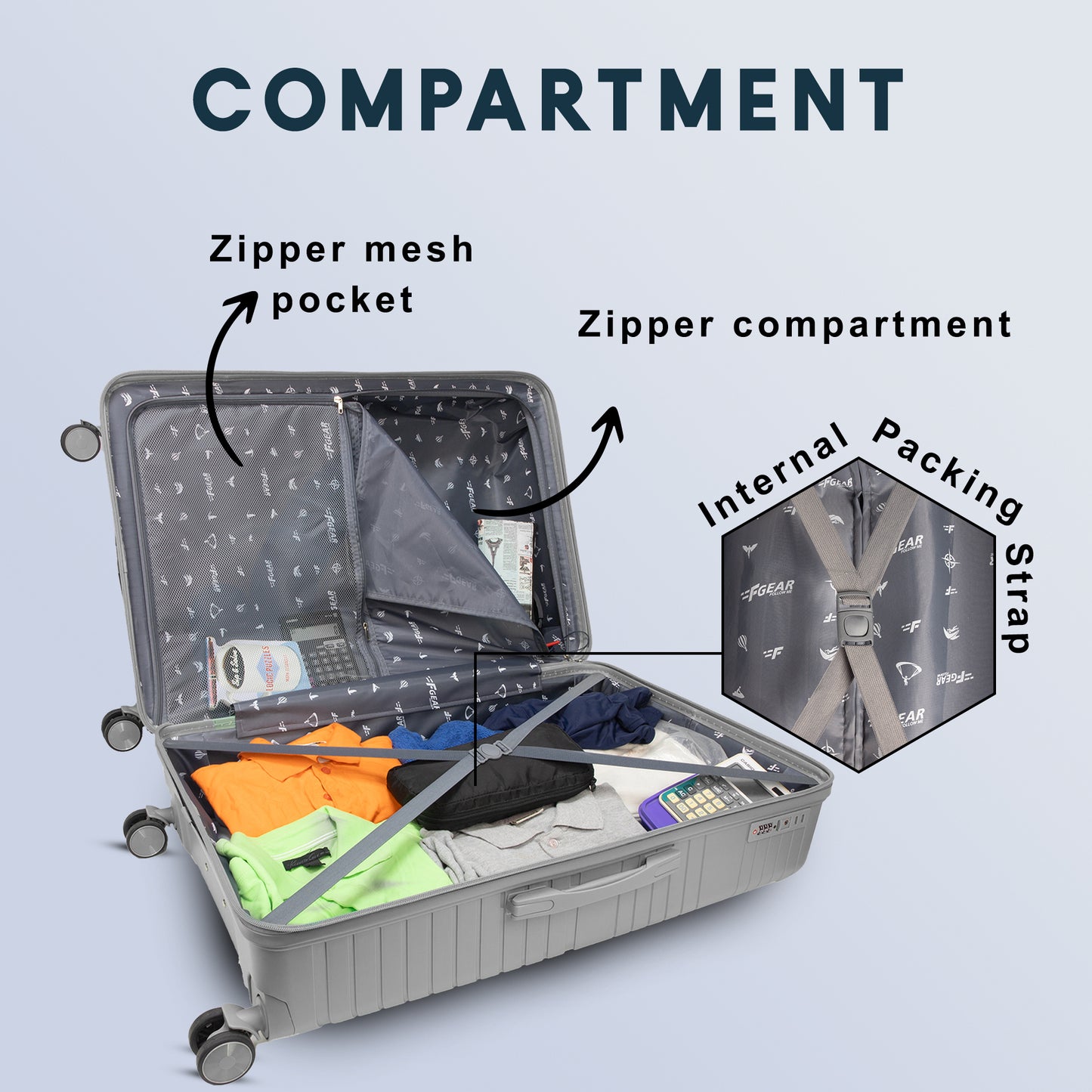 Aegis 30" Light Grey Check-in Large Suitcase