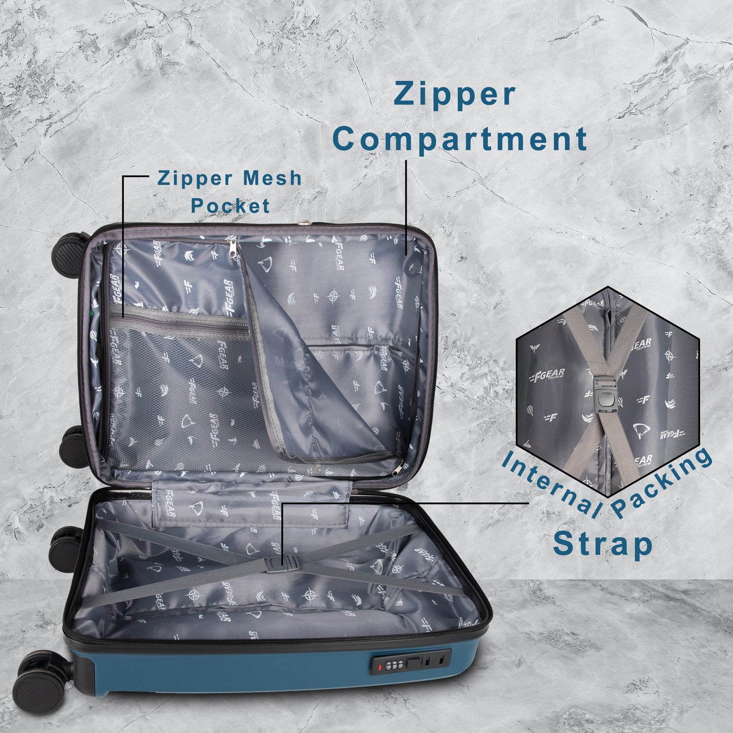 Goliath 20" Peacock Blue Expandable Cabin (Small) Suitcase